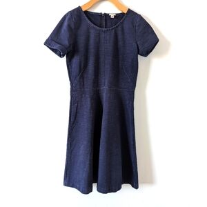 J. Crew Women's Size 2 Navy Denim-Look A-Line Dress Fit And Flare